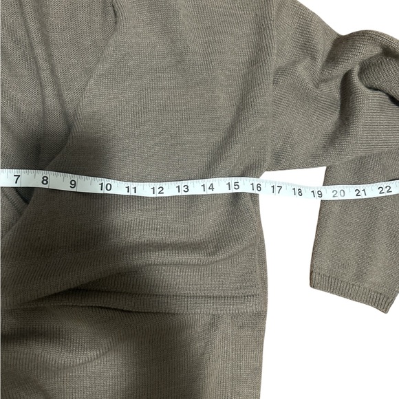 Banana Republic Petite Large Taupe Wrap Sweater Dress Tie Waist Midi Knit - Picture 6 of 8